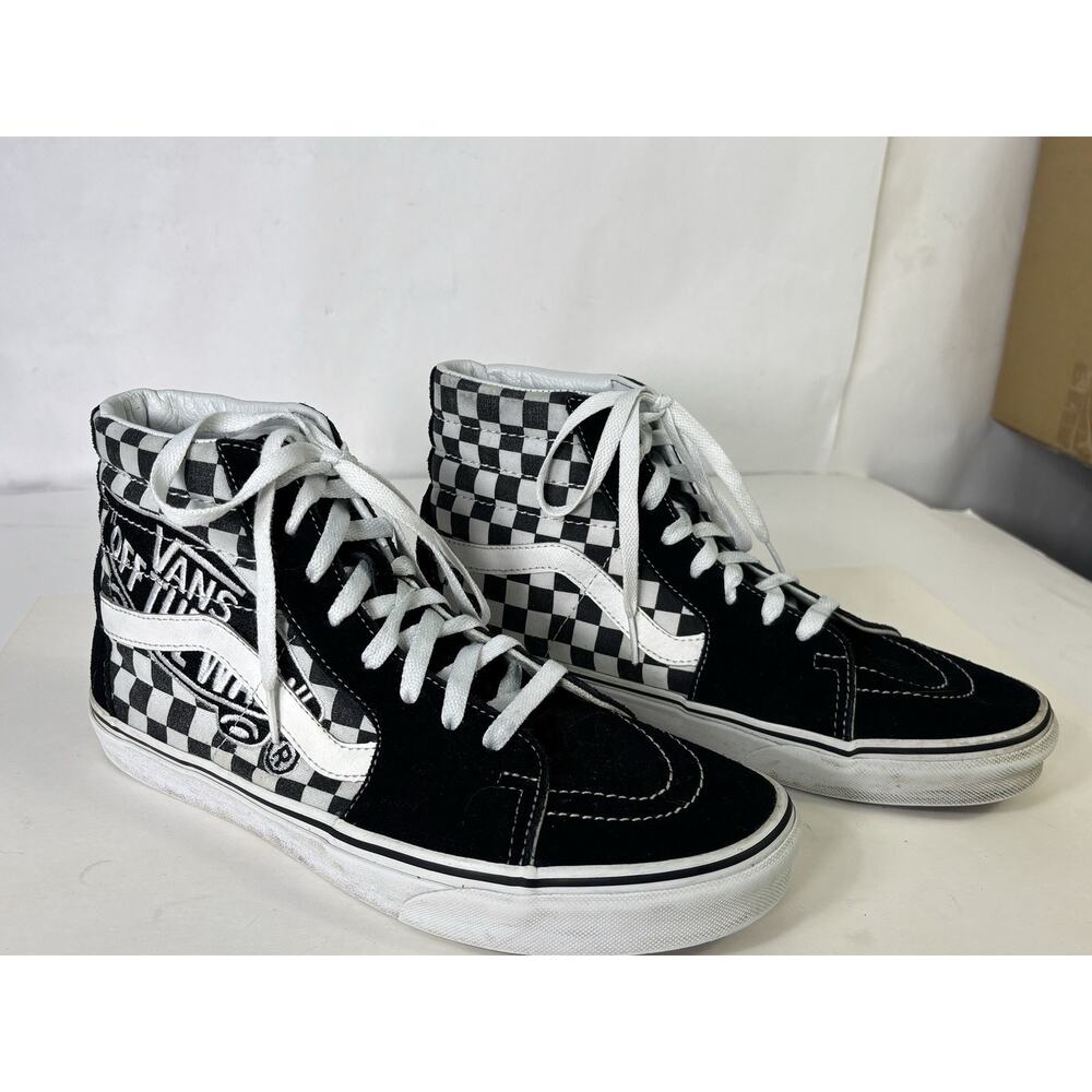 Vans " Off The Wall " Men Sz 10.5 Black Suede Checkered Old Skool High Tops